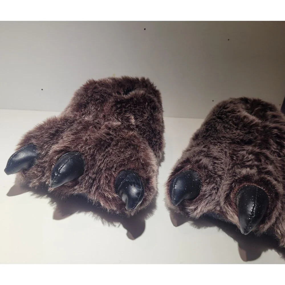 George Plush Brown Bear Paw Slippers Claw House Shoes – Size S/M #103
